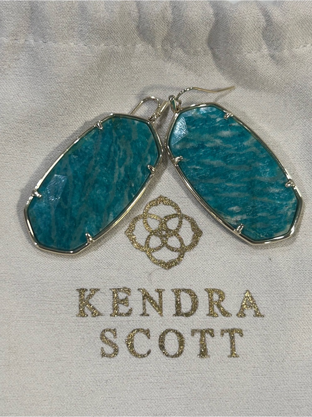 Kendra Scott Faceted Elle Teal Gold Drop earrings,  western chic